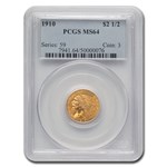 1910 $2.50 Indian Gold Quarter Eagle MS-64 PCGS