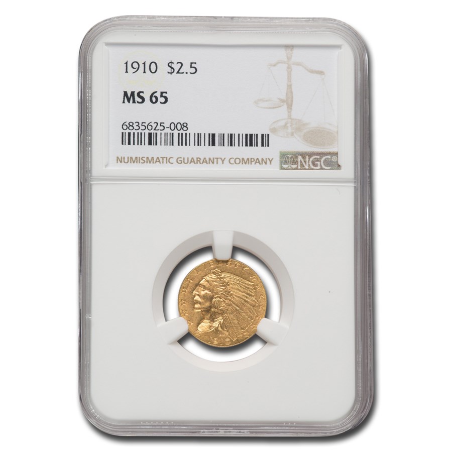 1910 $2.50 Indian Gold Quarter Eagle MS-65 NGC