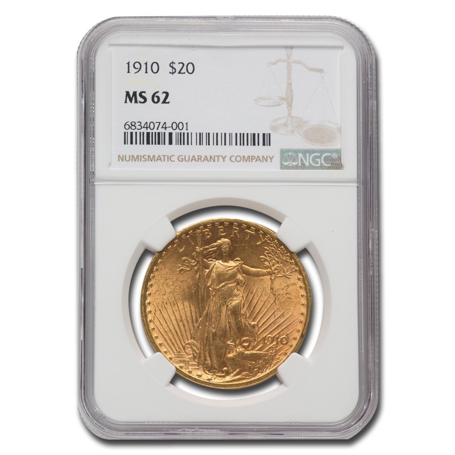 1910 $20 St Gaudens Gold Double Eagle MS-62 NGC
