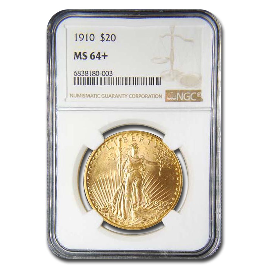 1910 $20 St Gaudens Gold Double Eagle MS-64+ NGC