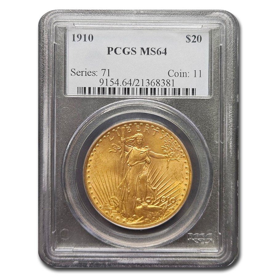 1910 $20 St Gaudens Gold Double Eagle MS-64 PCGS