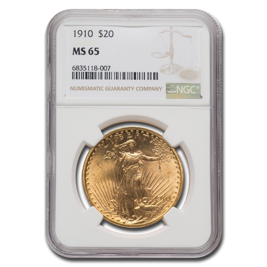 1910 $20 St Gaudens Gold Double Eagle MS-65 NGC