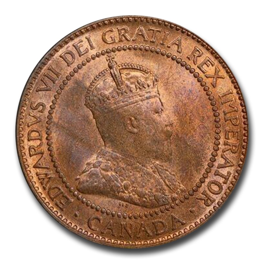 1910 Canada Large Cent Edward VII MS-64 PCGS (Red/Brown)