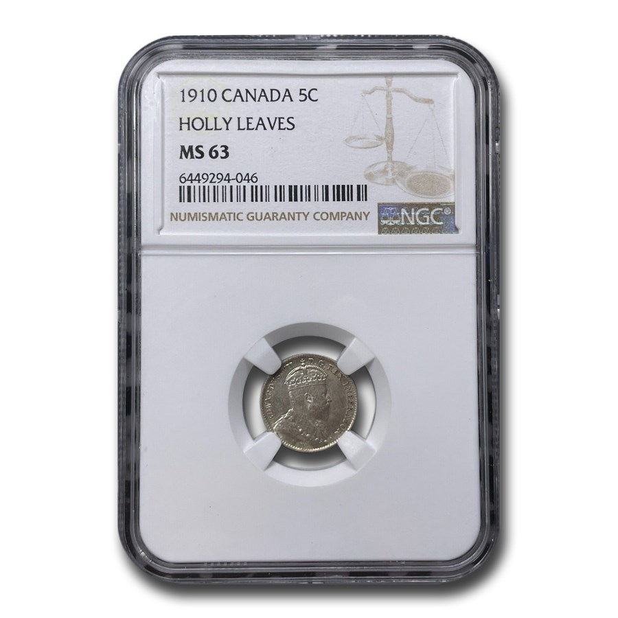 1910 Canada Silver 5 Cents Edward VII MS-63 NGC