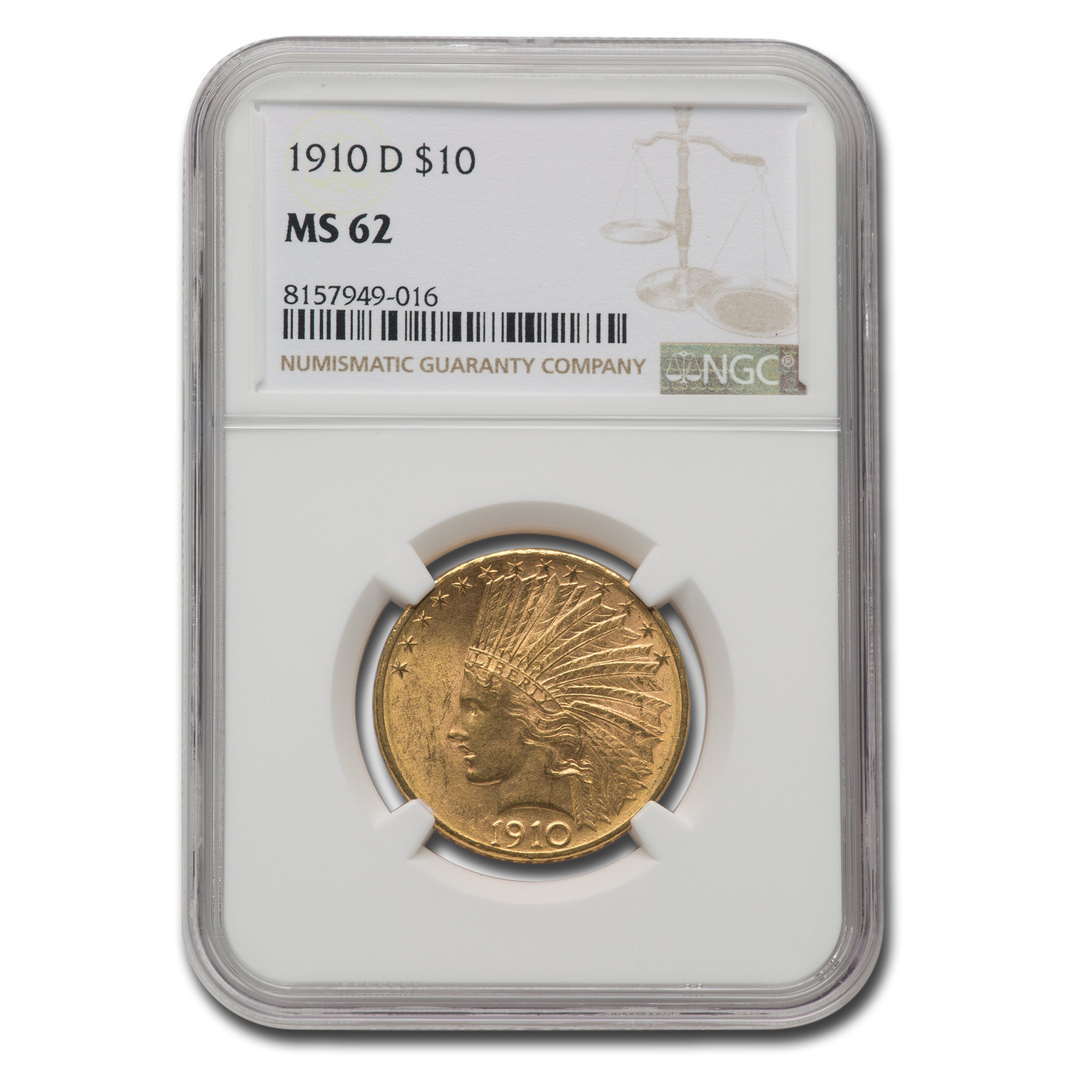 Buy 1910-D $10 Indian Gold Eagle MS-62 NGC | APMEX