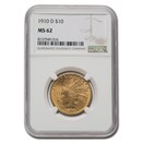 1910-D $10 Indian Gold Eagle MS-62 NGC