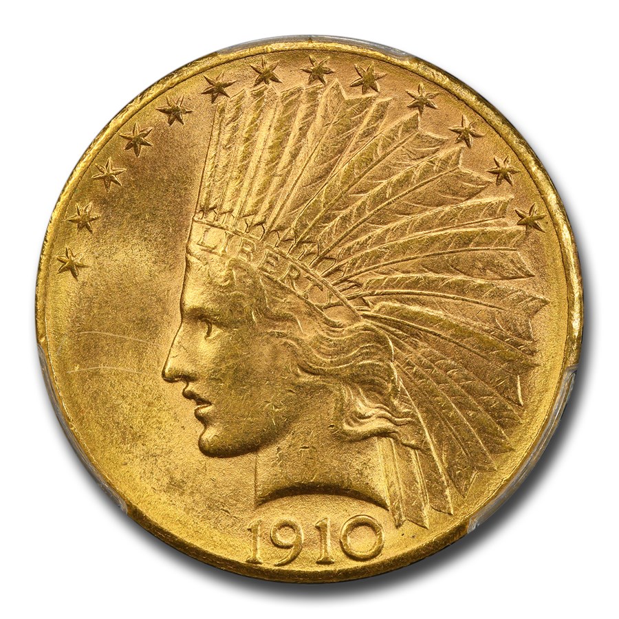 1910-D $10 Indian Gold Eagle MS-62 PCGS CAC