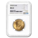 1910-D $10 Indian Gold Eagle MS-63 NGC