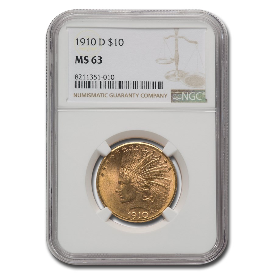 1910-D $10 Indian Gold Eagle MS-63 NGC