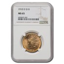 1910-D $10 Indian Gold Eagle MS-65 NGC