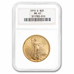 1910-D $20 St Gaudens Gold Double Eagle MS-61 NGC