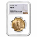 1910-D $20 St Gaudens Gold Double Eagle MS-64 NGC