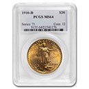 1910-D $20 St Gaudens Gold Double Eagle MS-64 PCGS