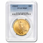 1910-D $20 St Gaudens Gold Double Eagle MS-65 PCGS