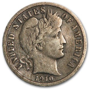 1910-D Barber Dime Fine