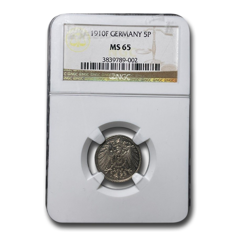 1910-F Germany 5 Pfennig MS-65 NGC