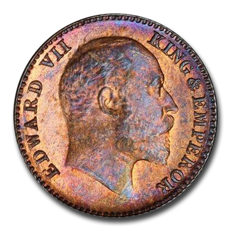 1910 India 1/12 Anna Edward VII MS-65 PCGS (Red/Brown)