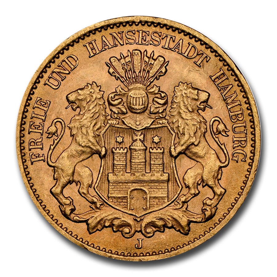 1910-J Germany Gold 10 Mark MS-65+ NGC (Hamburg)