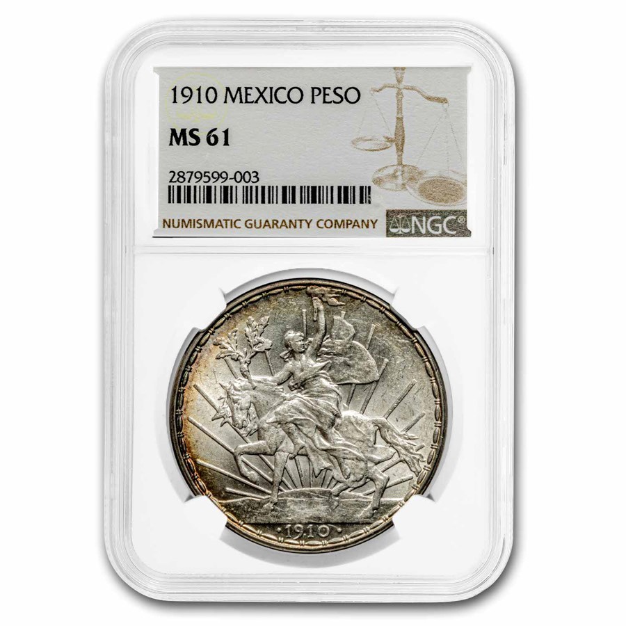 1910 Mexico Silver Peso Caballito MS-61 NGC