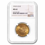 1910-S $10 Indian Gold Eagle MS-62 NGC