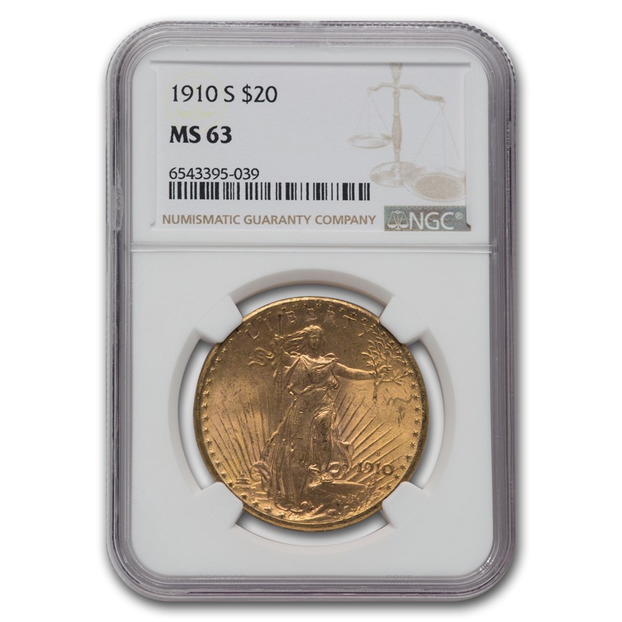 1910-S $20 St Gaudens Gold Double Eagle MS-63 NGC