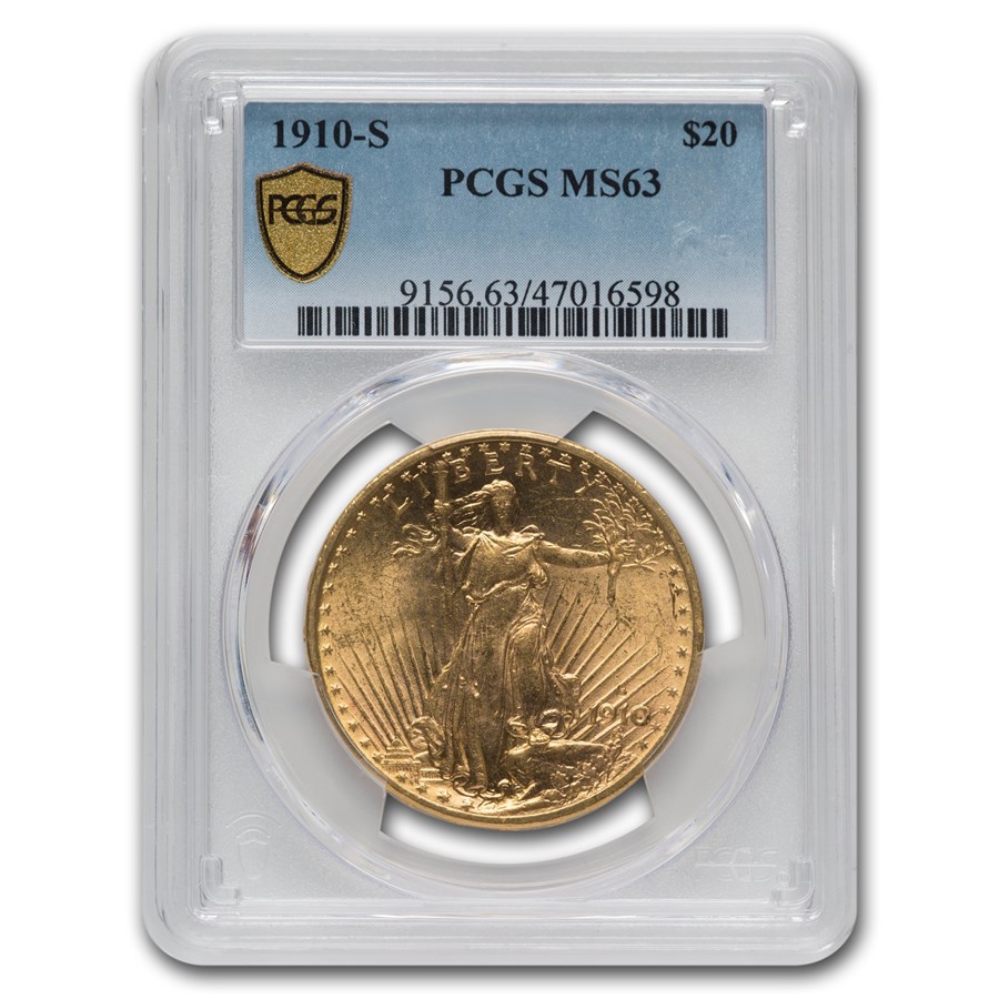 1910-S $20 St Gaudens Gold Double Eagle MS-63 PCGS