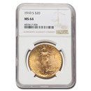 1910-S $20 St Gaudens Gold Double Eagle MS-64 NGC