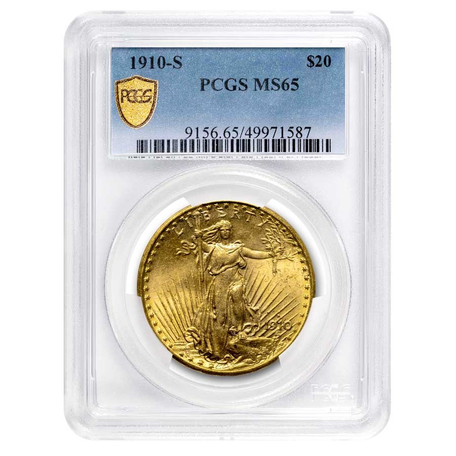 1910-S $20 St Gaudens Gold Double Eagle MS-65 PCGS