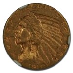 1910-S $5 Indian Gold Half Eagle AU-58 NGC