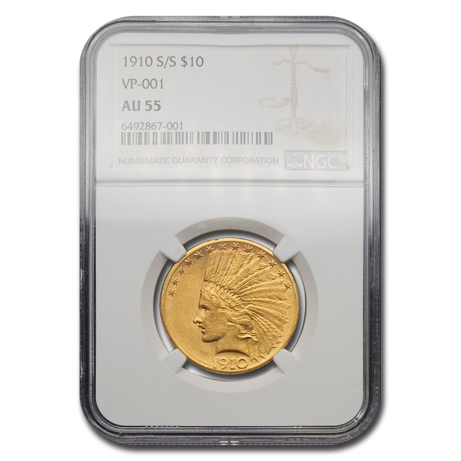 1910-S/S $10 Indian Gold Eagle AU-55 NGC (VP-001)