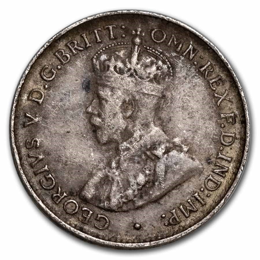 1911-1936 Australia Silver 3 Pence George V Avg Circ