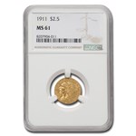 1911 $2.50 Indian Gold Quarter Eagle MS-61 NGC