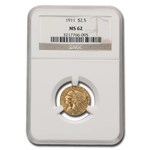 1911 $2.50 Indian Gold Quarter Eagle MS-62 NGC