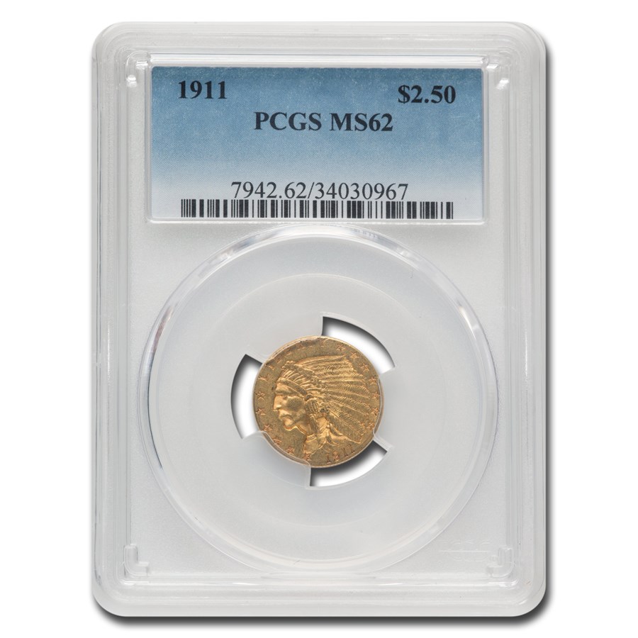 1911 $2.50 Indian Gold Quarter Eagle MS-62 PCGS