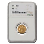 1911 $2.50 Indian Gold Quarter Eagle MS-64 NGC