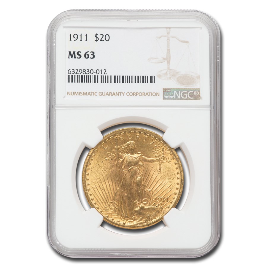 1911 $20 St Gaudens Gold Double Eagle MS-63 NGC