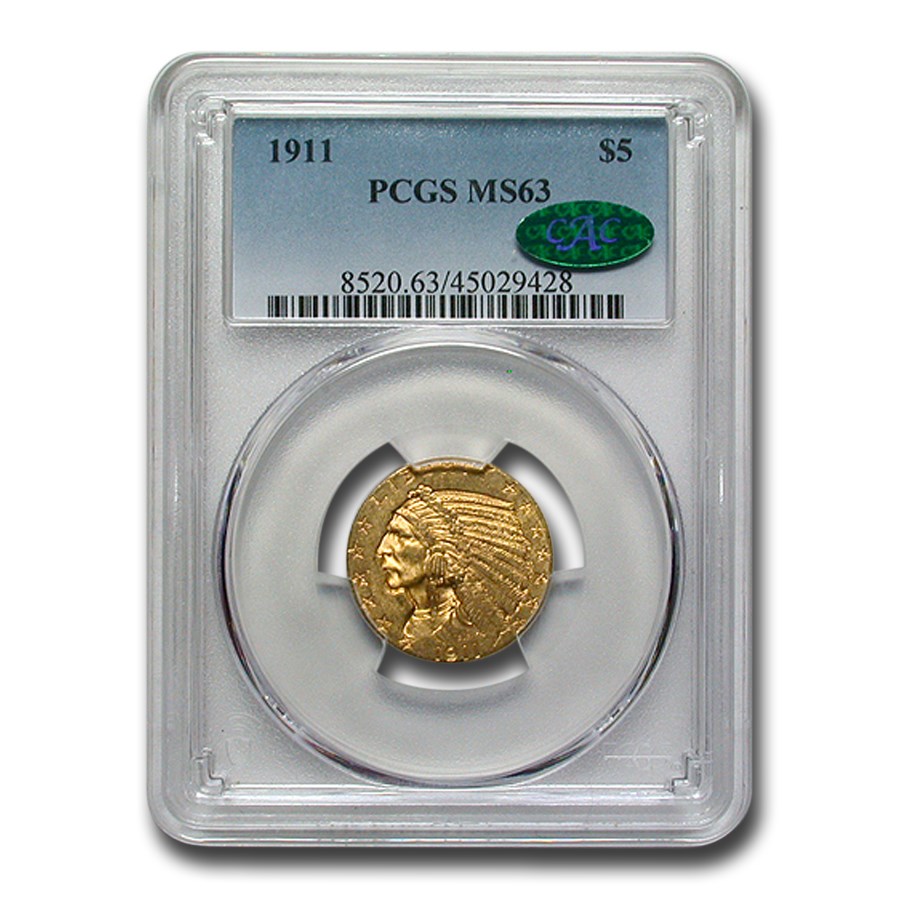 Buy 1911 $5.00 Indian Gold Half Eagle MS-63 PCGS CAC | APMEX