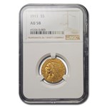 1911 $5 Indian Gold Half Eagle AU-58 NGC