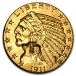 1911 $5 Indian Gold Half Eagle AU