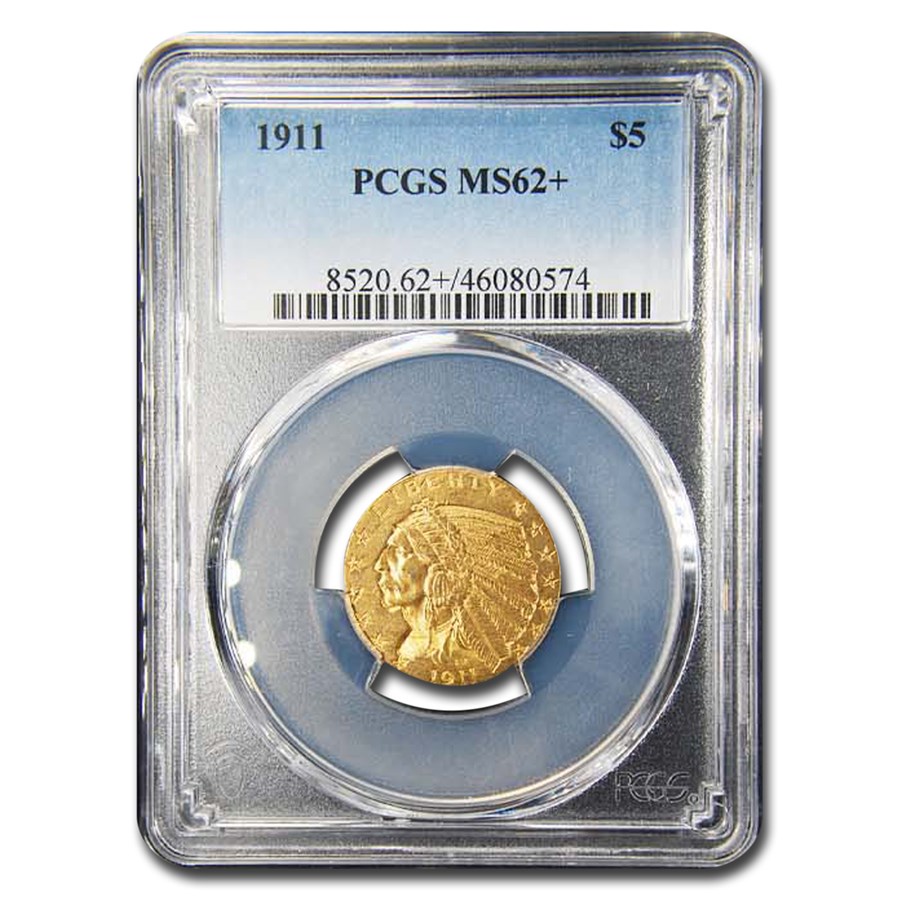 1911 $5 Indian Gold Half Eagle MS-62+ PCGS