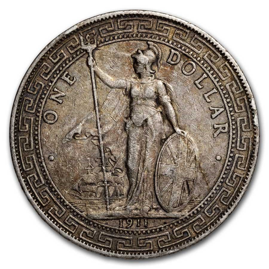 1911-B Great Britain Silver Trade Dollar XF