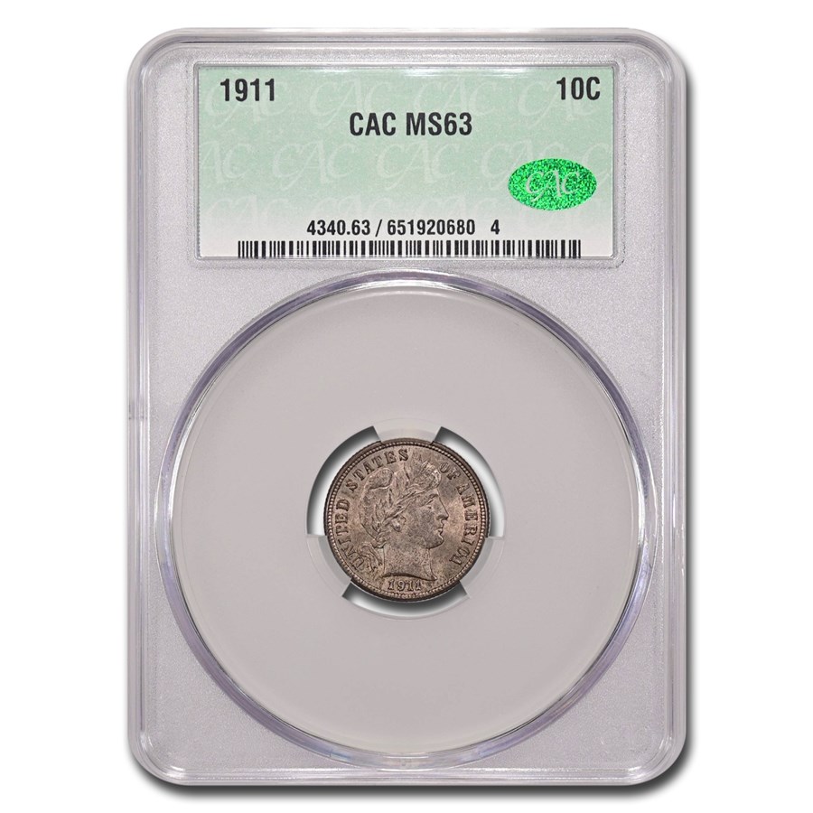 1911 Barber Dime MS-63 CACG