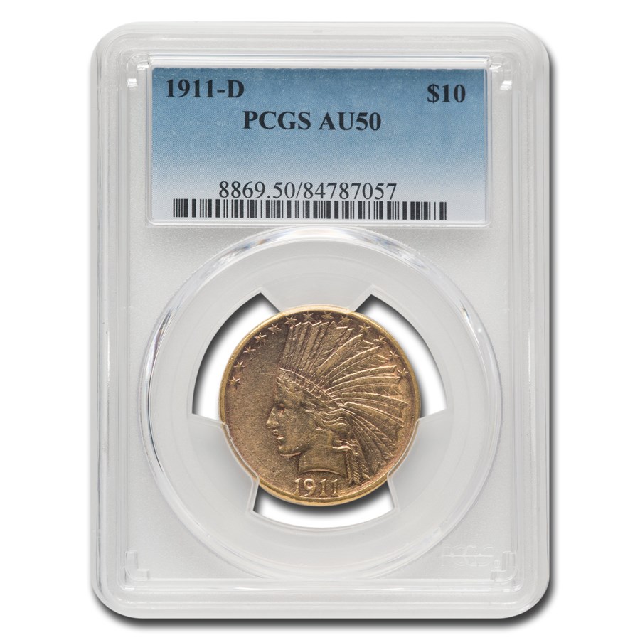 1911-D $10 Indian Gold Eagle AU-50 PCGS