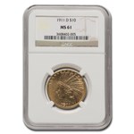 1911-D $10 Indian Gold Eagle MS-61 NGC