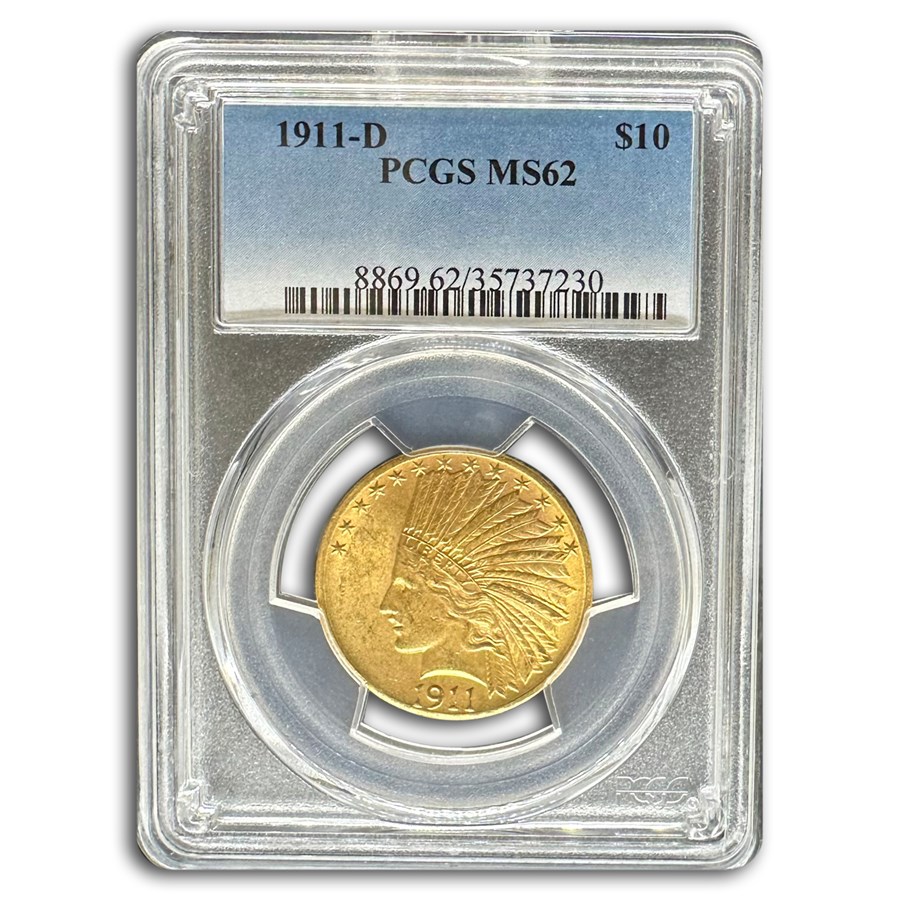 1911-D $10 Indian Gold Eagle MS-62 PCGS