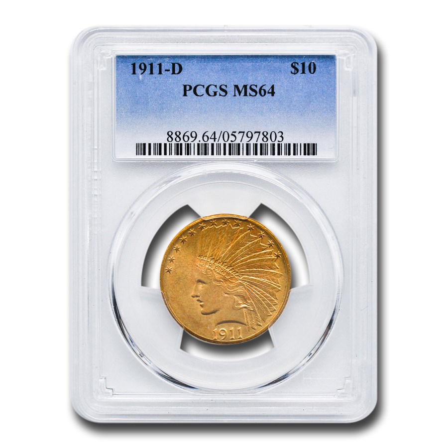 1911-D $10 Indian Gold Eagle MS-64 PCGS