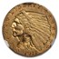 1911-D $2.50 Indian Gold Quarter Eagle AU-58 NGC (Strong D)