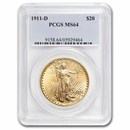 1911-D $20 St Gaudens Gold Double Eagle MS-64 PCGS