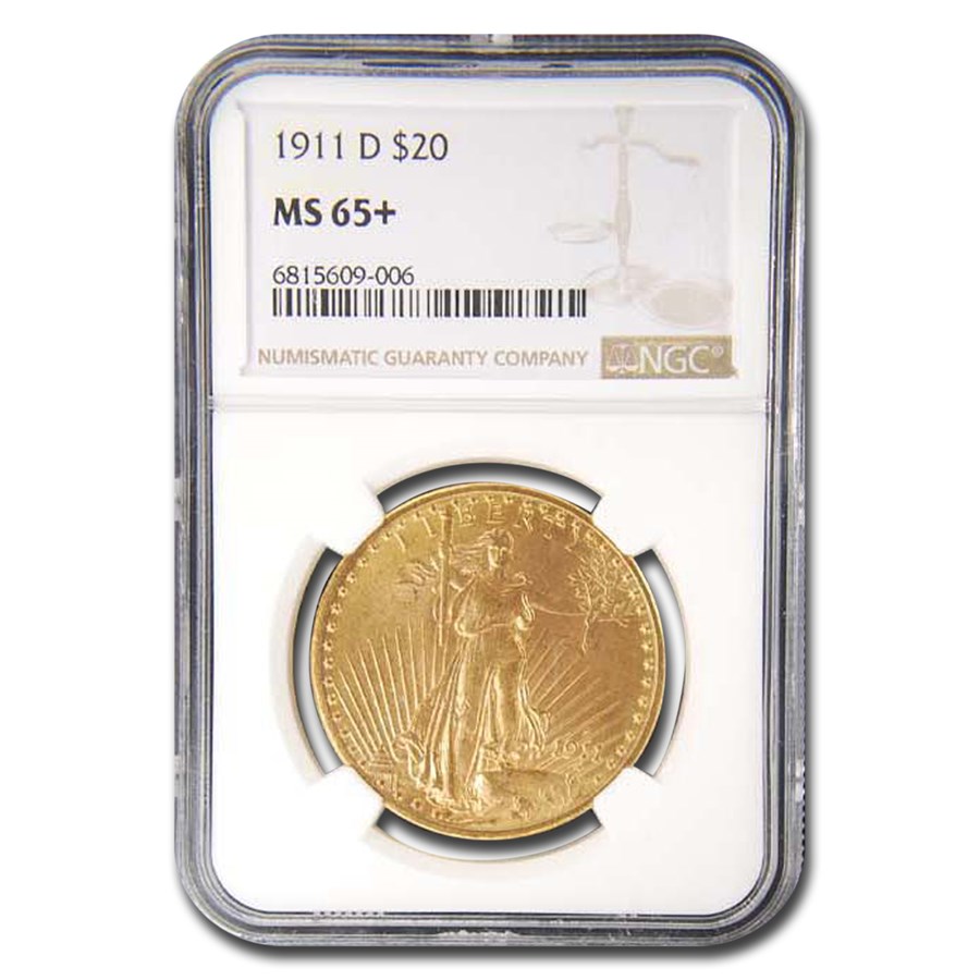 1911-D $20 St Gaudens Gold Double Eagle MS-65+ NGC