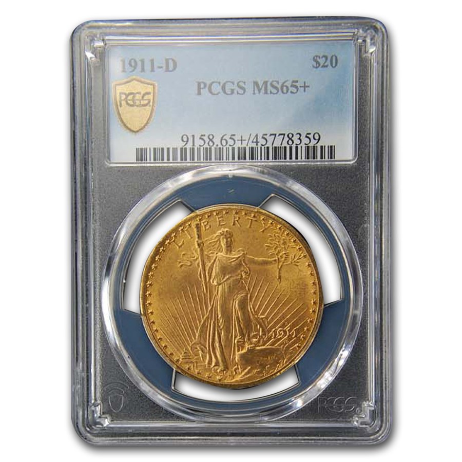 1911-D $20 St. Gaudens Gold Double Eagle MS-65+ PCGS